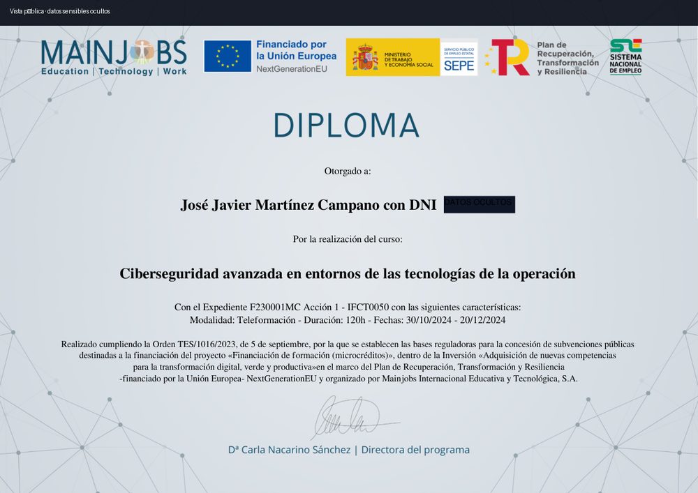 Previsualización de Ciberseguridad avanzada en entornos de las tecnologías de la operación