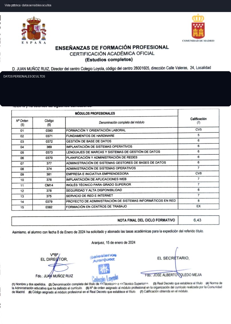 Previsualización de Técnico Superior en Administración de Sistemas Informáticos en Red