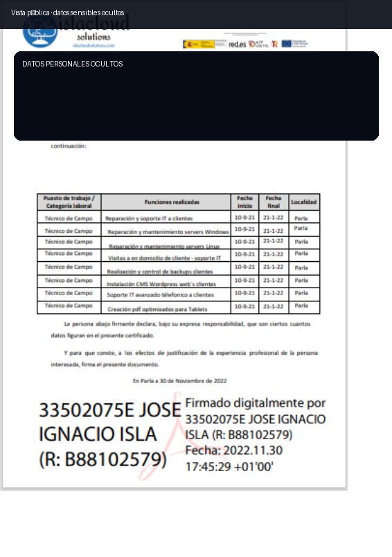 Previsualización de Certificado de actividad profesional